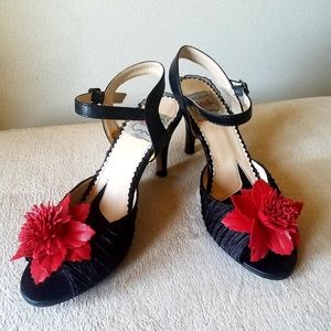 Bettie Page Black Strappy Sandals